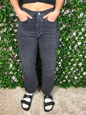 Aritzia Agolde Black Distressed Denim Jeans With Butt Rip